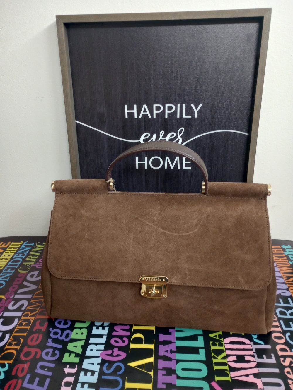Arcadia Succulent Suede Top-Handle Satchel Handbag!